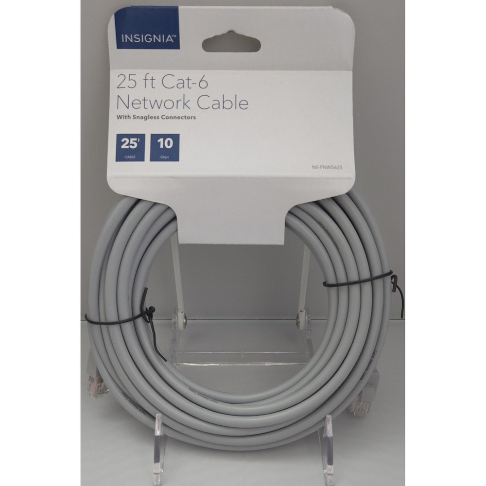 Insignia - 25ft Cat-6 Network Cable - Ethernet RJ45 - 10Gbps - NS-PNW5625 - NEW‎